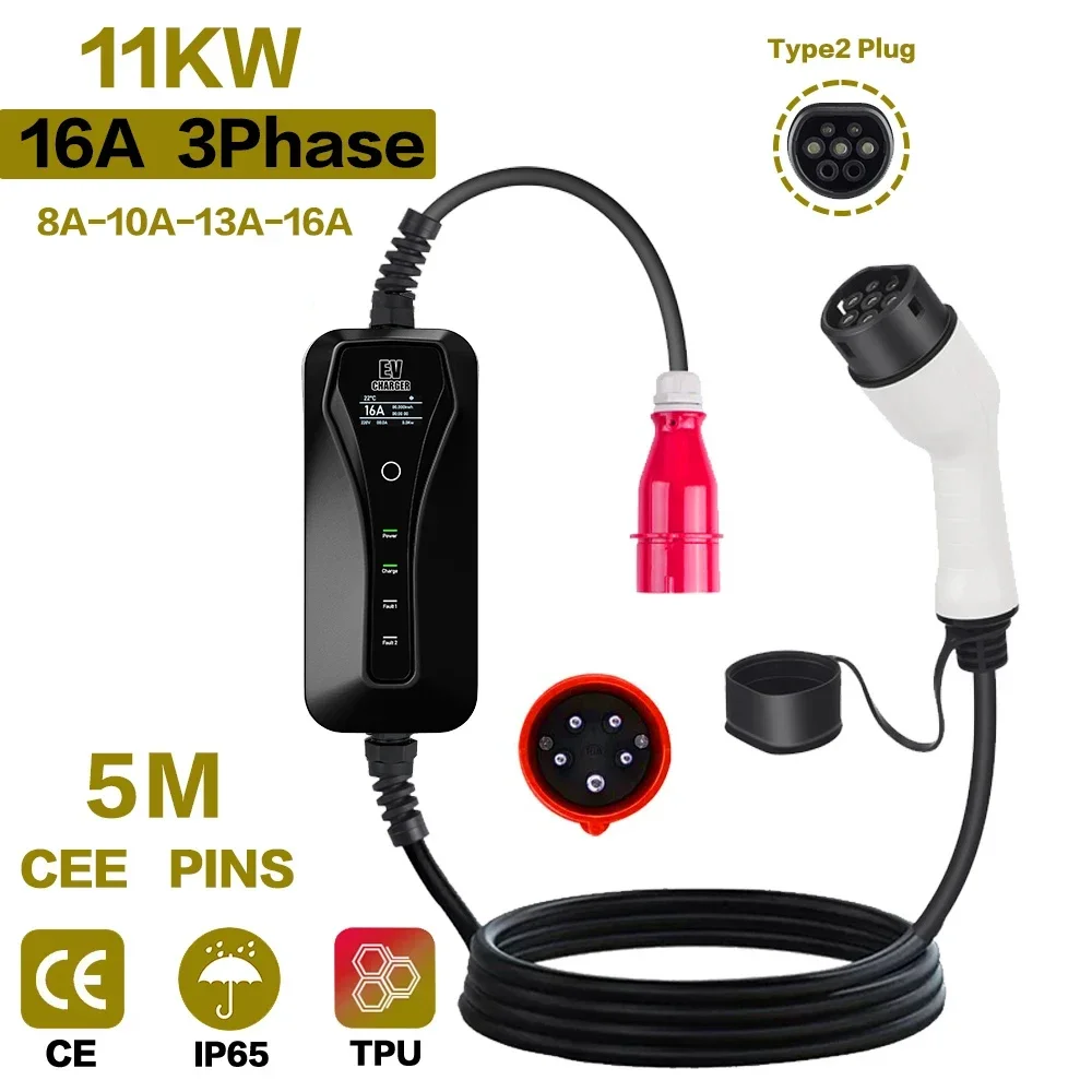 Caricatore EV portatile 11KW 1 - Type 2 Portable Ev Charger 11Kw Cee recensione e prezzo